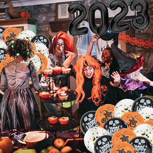 Miniatura 6 de Bekecidi Juego de 46 piezas de decoración de fiesta de Halloween, globos de fiesta de Halloween, juego de decoración de fiesta de Halloween 2023,