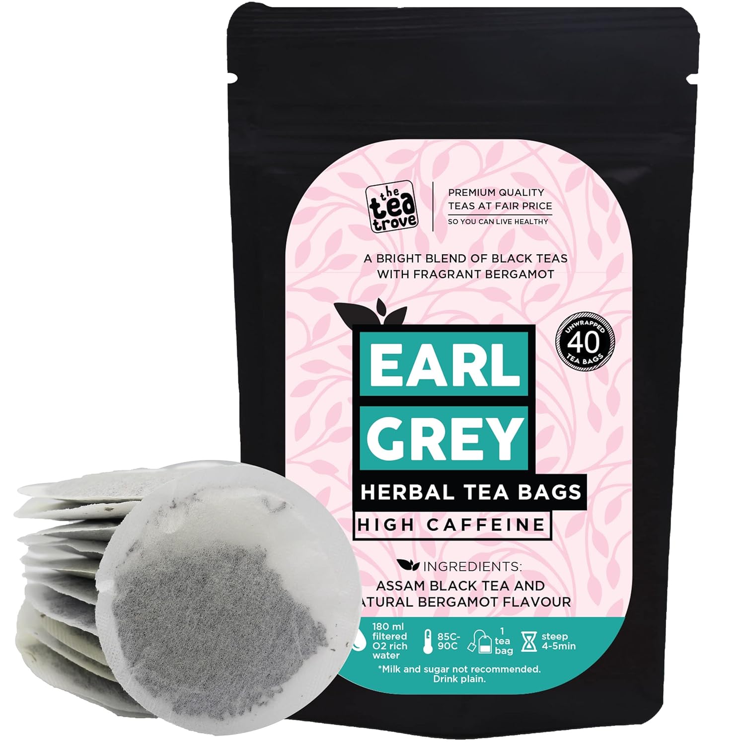 Earl Grey Tea Bags 40 EcoFriendly Earl Gray Black Tea Bags in