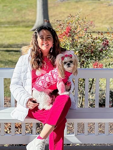 Miniatura 4 de Little Love and Sweet Hearts - Suéter de cuello alto para perro, traje de San Valentín, ropa térmica para perros pequeños y niñas, traje de invierno