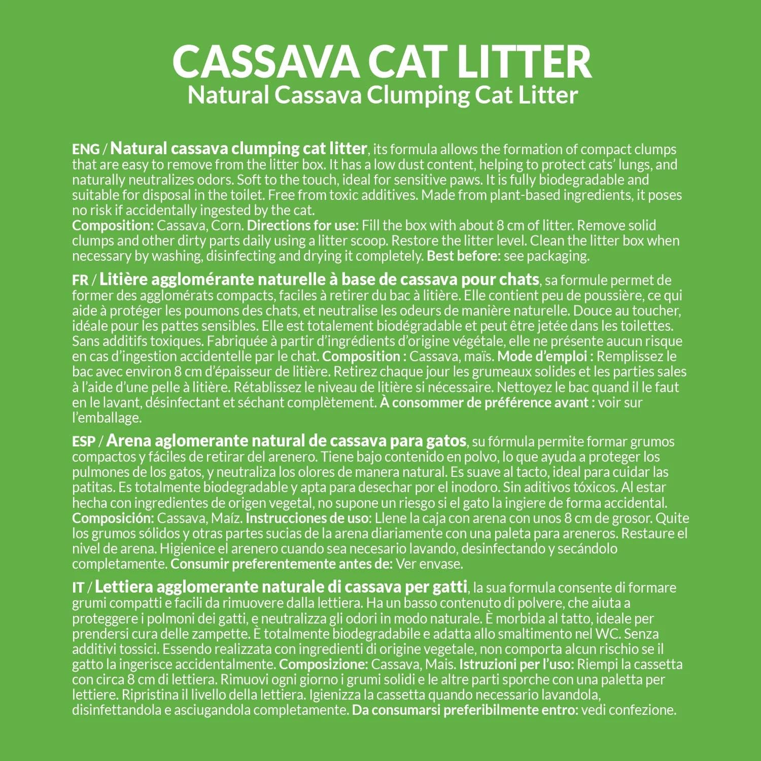 Cassava – Katzenstreu – 6-Liter-Packung (4 Stück) – ARQUIVET