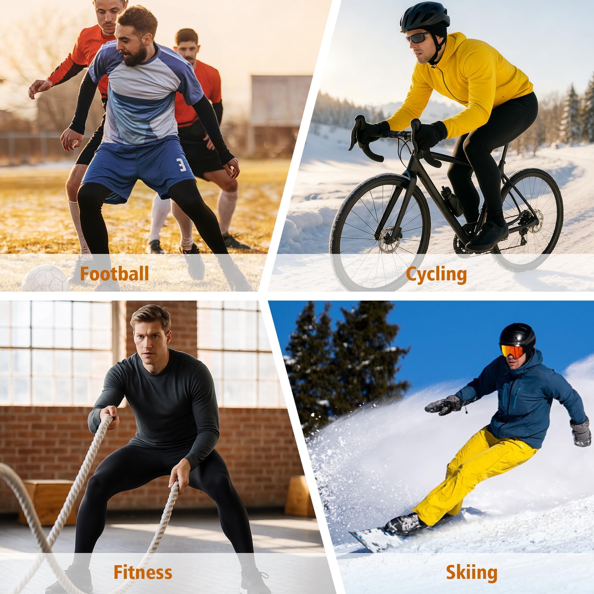 BENNIES Pantaloni Termici Uomo Pantalone Sportivi Intimo Termico Calzamaglia Abbigliamento Invernali Sottopantaloni Leggings Tuta Palestra Termiche Running Sci Nero Grigio