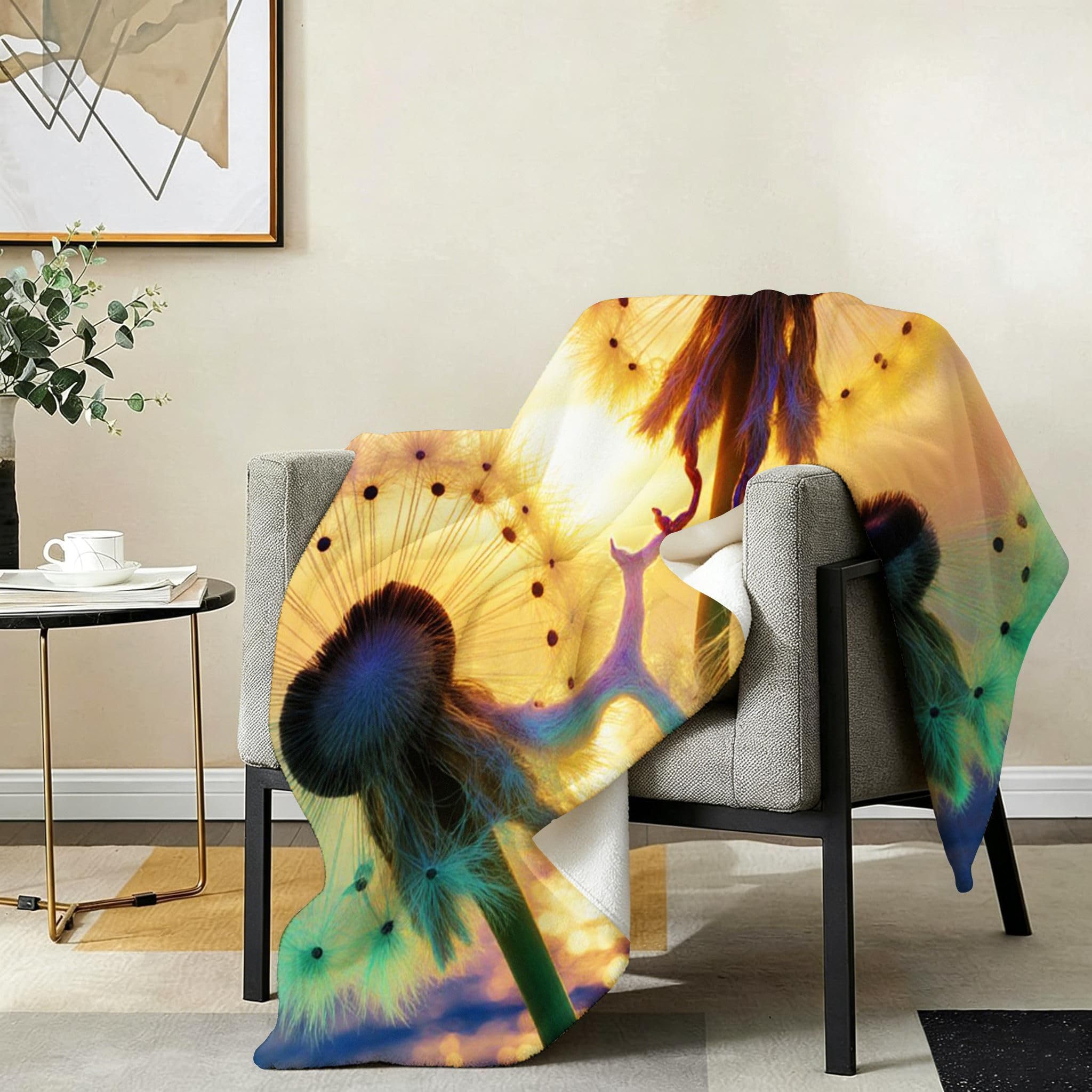 Plüsch Sofadecke Gelber Löwenzahn 240 x 260 cm, AQ3396