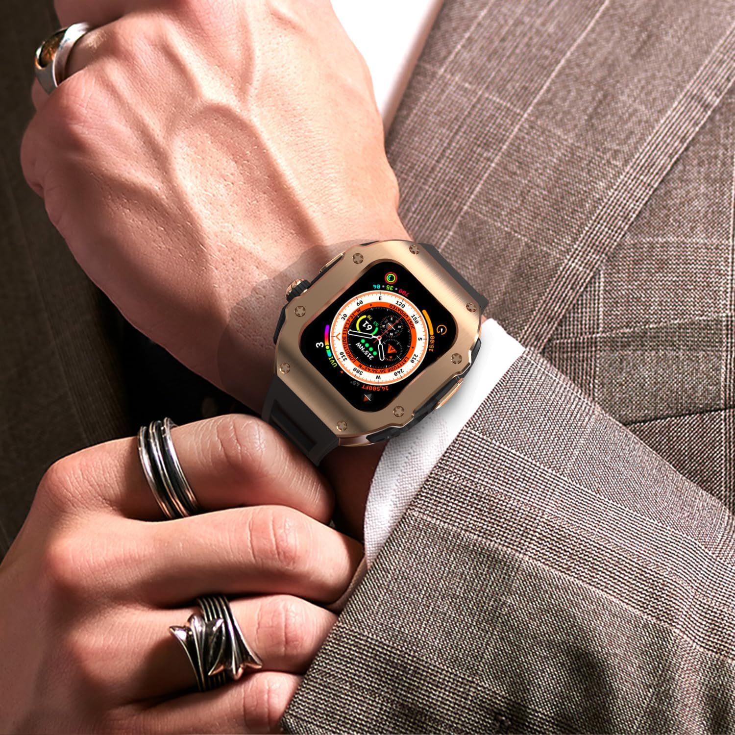 316L Stainless Steel Case with Band for Apple Watch Ultra 3/2/1 49mm, Series 11/10 46mm, Luxury Rugged Military Protective Metal Cover Tactical Heavy Duty Protection Strap - Image 7