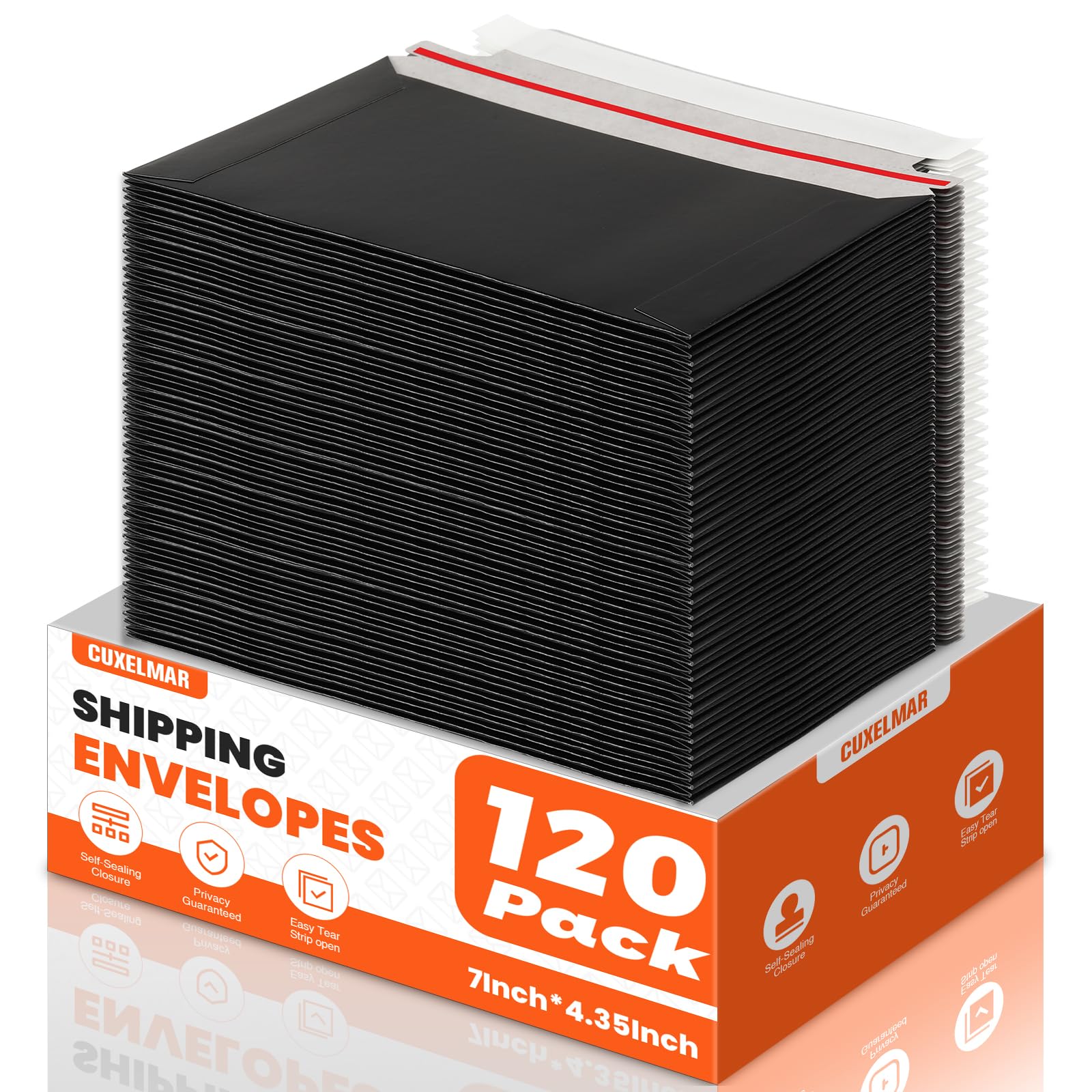 Photo 1 of 120 Pack Black Rigid Mailers, 7"x4.35" Trading Card Shipping Envelopes for Collectors & Sellers, Perfect Size Shipping Envelopes for Mailing Semi-Rigid and standard rigid card protectors