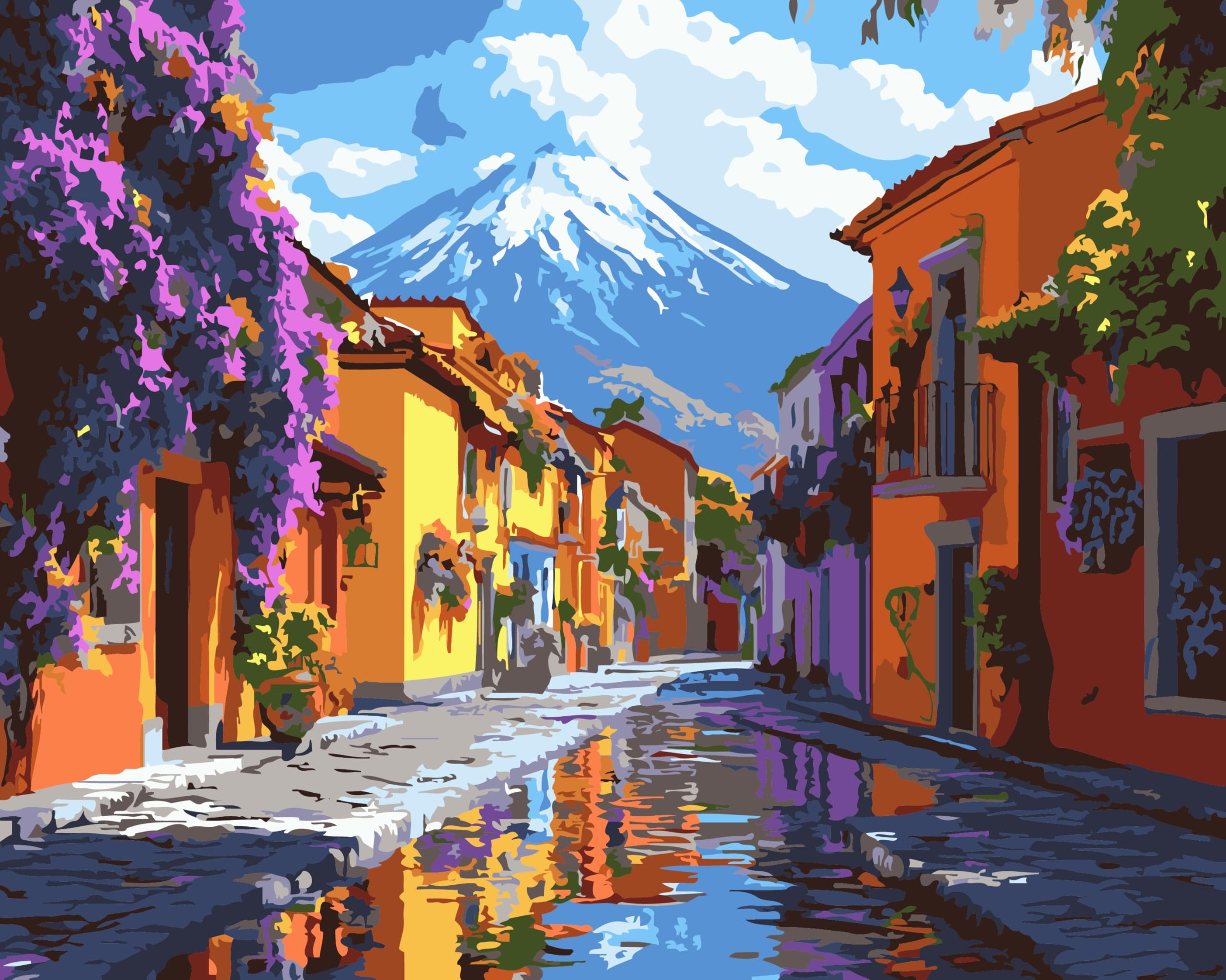CaptainCrafts Paint by Numbers for Adults Beginner 16x20 Inch DIY Craft Art Paintings Home Wall Decor (with Frame, Mountains and Cities) โ image 1