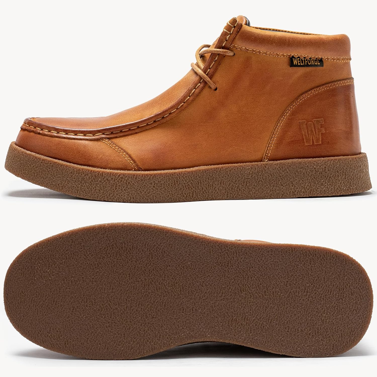 Men's Modern Moc Toe Boots Leather Casual Chukka Boot - Image 6