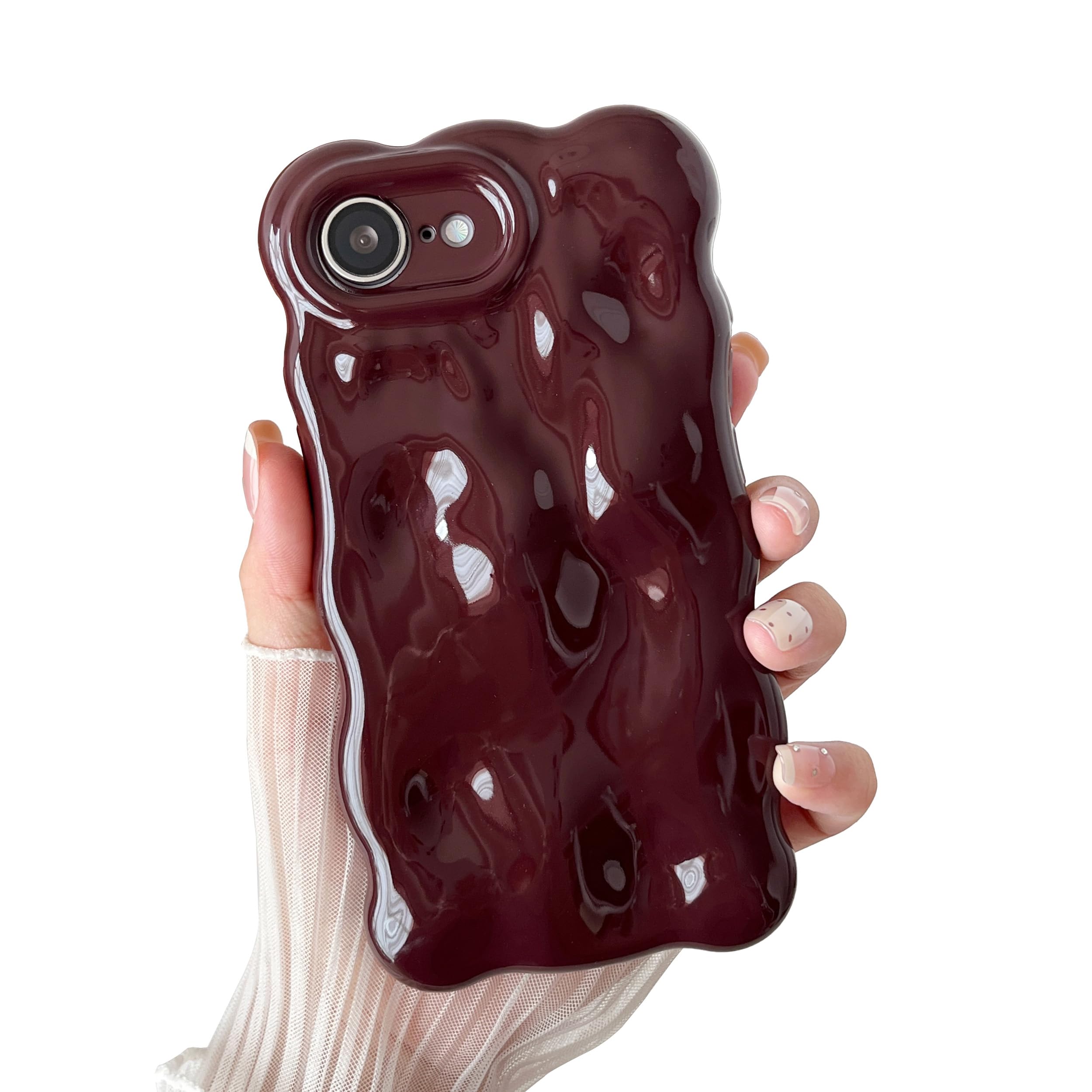 XIZYO for iPhone 16e Case 6.1 Inch Cute Wave Pattern Aesthetic 3D Curly Wavy Shape Plating Glitter Bling Women Girls Soft Bumper Silicone Shockproof