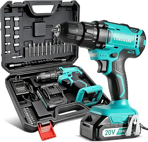 COMOWARE 20V Cordless Drill, Electric Power Drill Set with 1