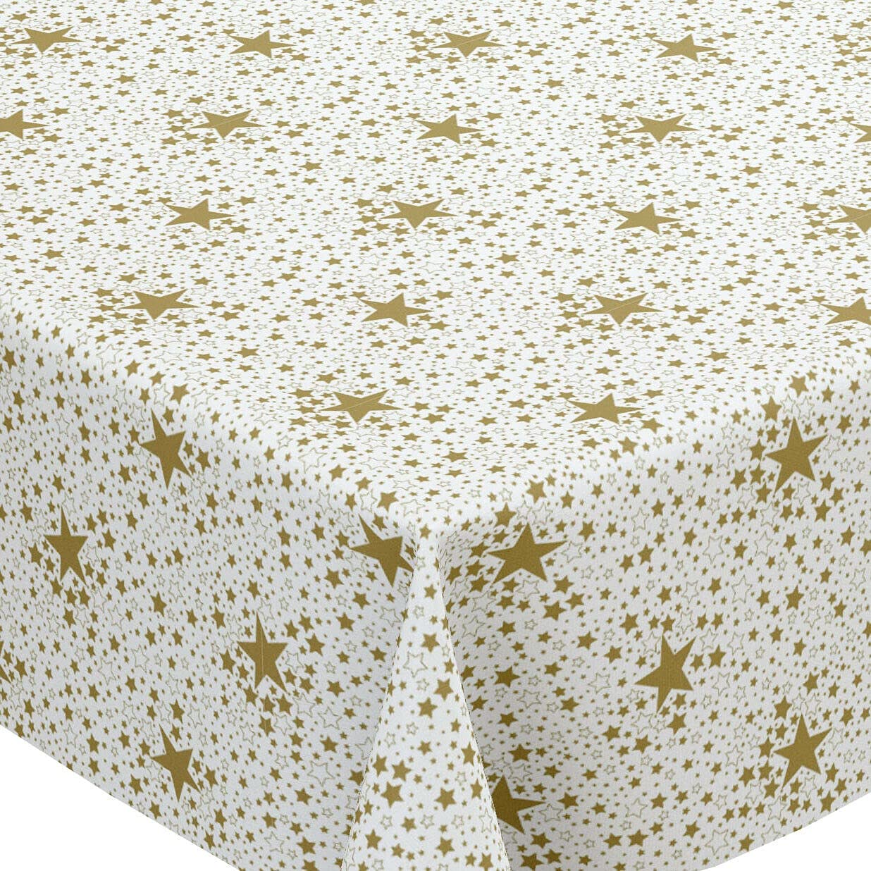 Oval Red Snowflakes On Beige Wipe Clean PVC Vinyl Tablecloth 180cm X 1 - View #6
