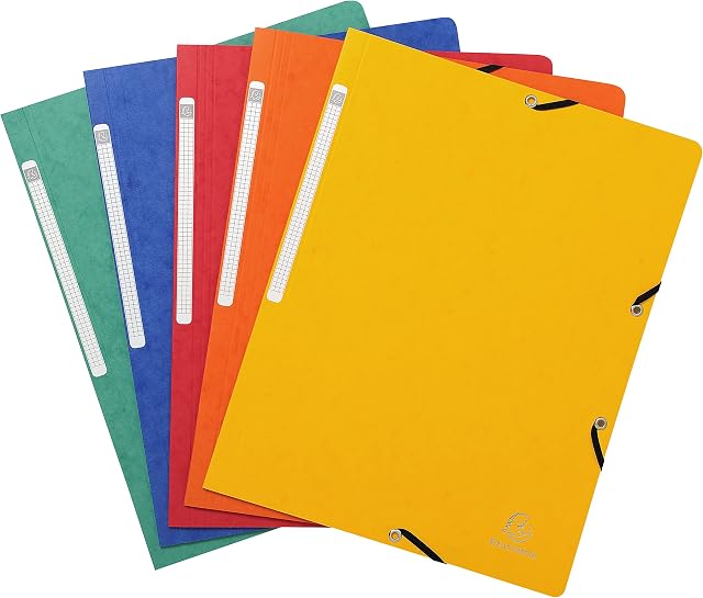 Exacompta - Ref. 55410E - 10 elastycznych teczek z błyszczącą kartką 355 g/m², A4 - różne kolory