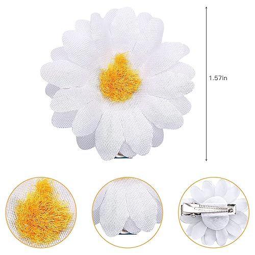 Miniatura 3 de CÉLLOT 15 pinzas para el cabello con margaritas, pequeñas horquillas de flores de sol, mini pinzas para el cabello de dama de honor para niñas y