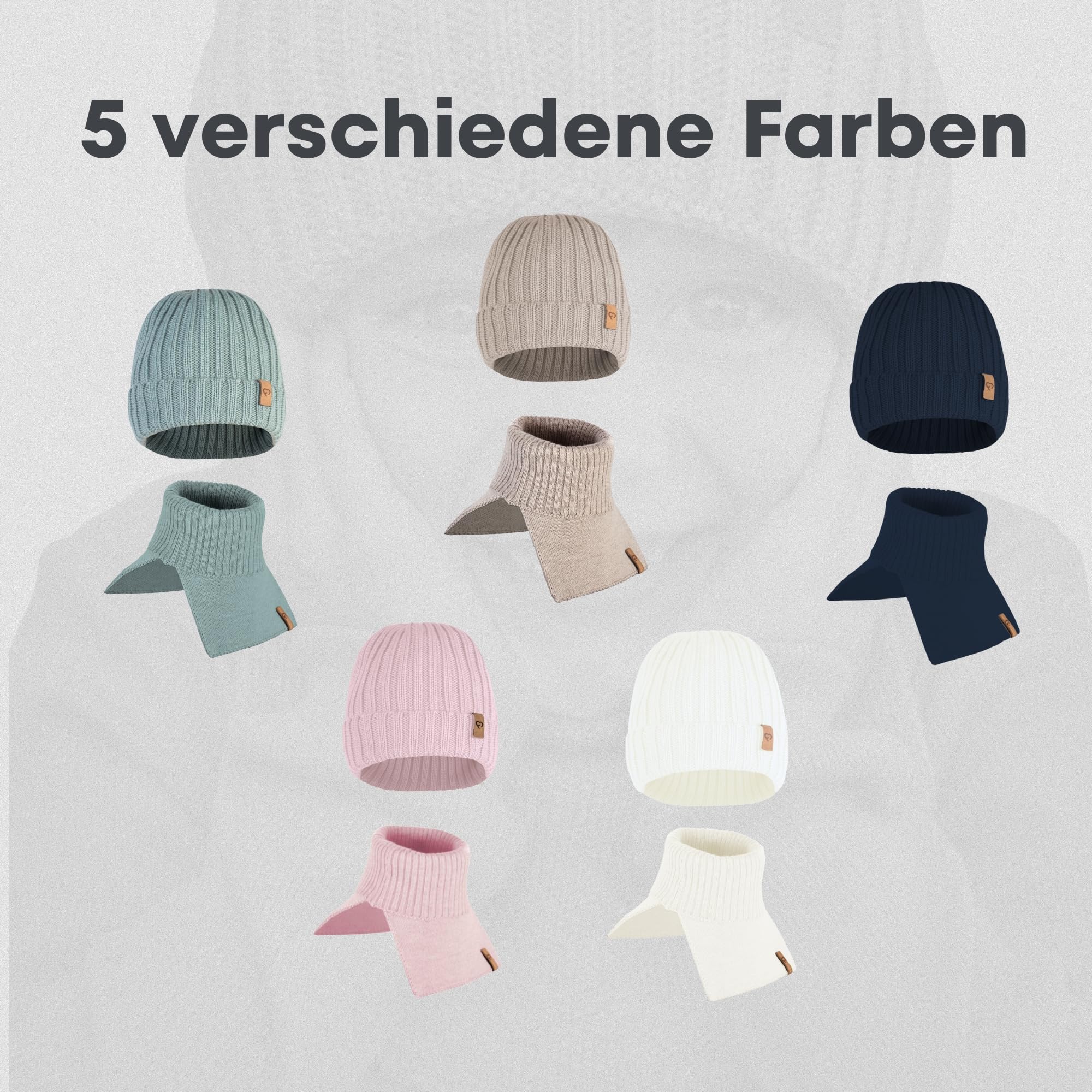 fun2bemum Merino Wollmütze und Schal Set für Kleinkinder, warmes Herbst Winter Set aus zertifizierter Merinowolle (RWS, OEKO-TEX), weich, atmungsaktiv und hautfreundlich für Baby und Kinder