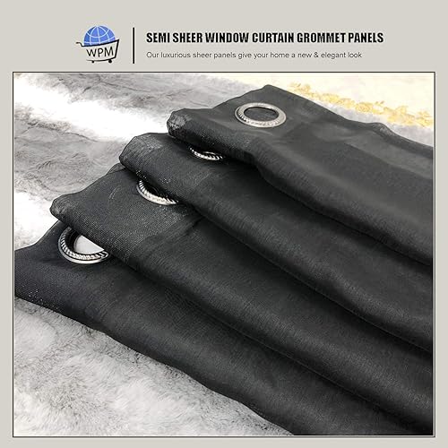 Miniatura 3 de WPM - Paneles de cortina transparentes para ventana de dormitorio, cocina, habitación de los niños, cortinas de gasa semi lisa con ojales, para sala