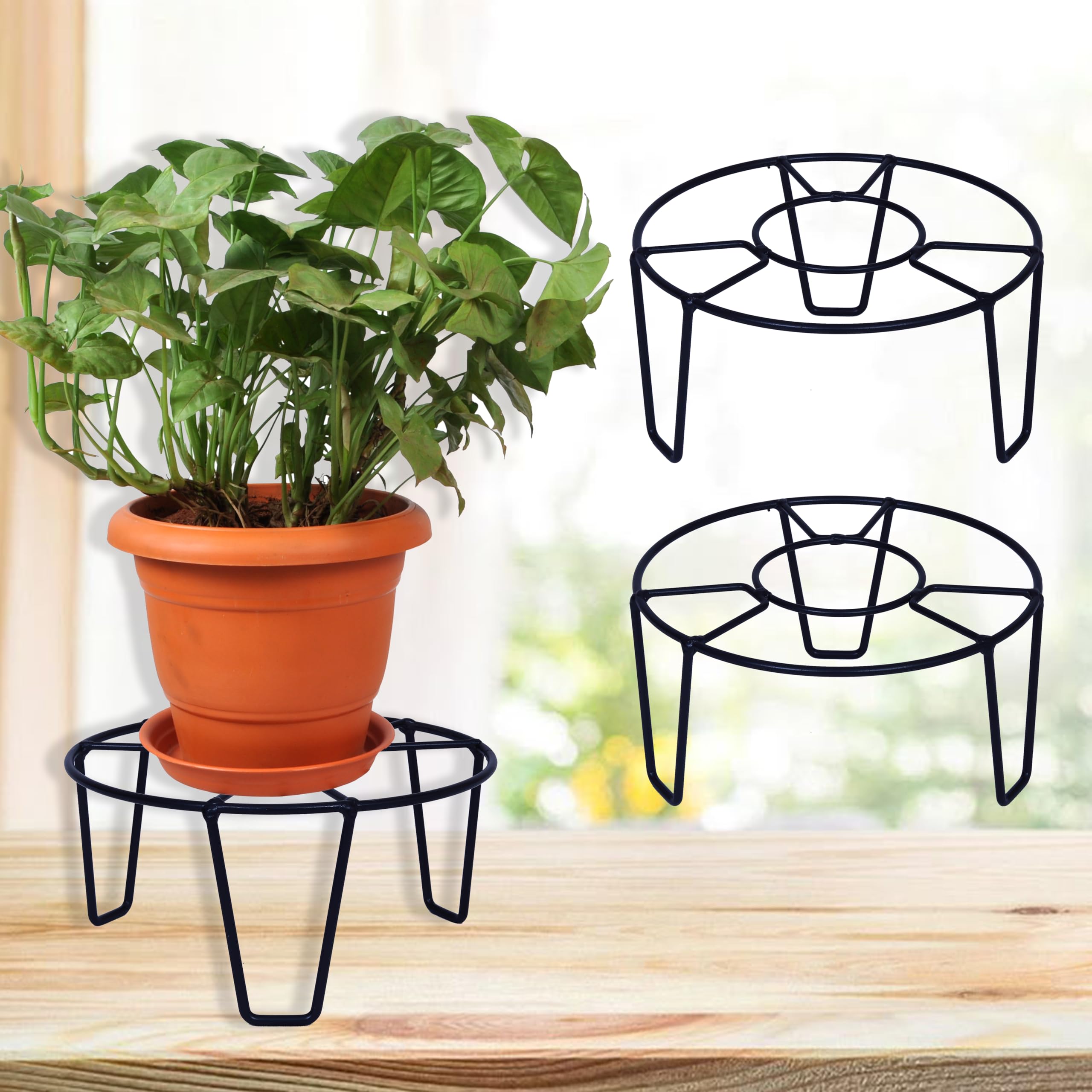 Metal Plant Stands - 4 Pack, Heavy Duty Flower Pot Holders -8 Metal Plant Stands - 4 Pack, Heavy Duty Flower Pot Holders -8