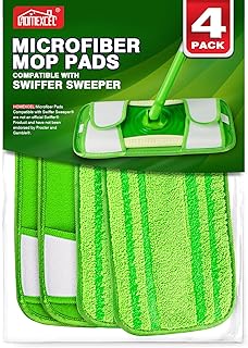 HOMEXCEL Microfiber Mop Pads Compatible with Swiffer Sweeper Mops, Reusable and Machine Washable Floor Mop Pad Refills, Mop Head Replacements for Multi Surface Wet & Dry Cleaning, Pack of 4