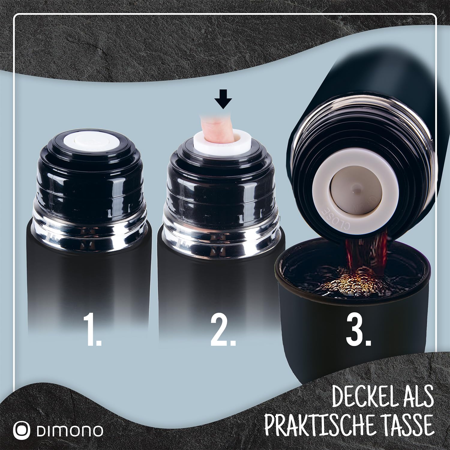 Stainless Steel Insulated Flask Double-Walled Vacuum jug with Mug & Brush; Leak-Proof - Image 3