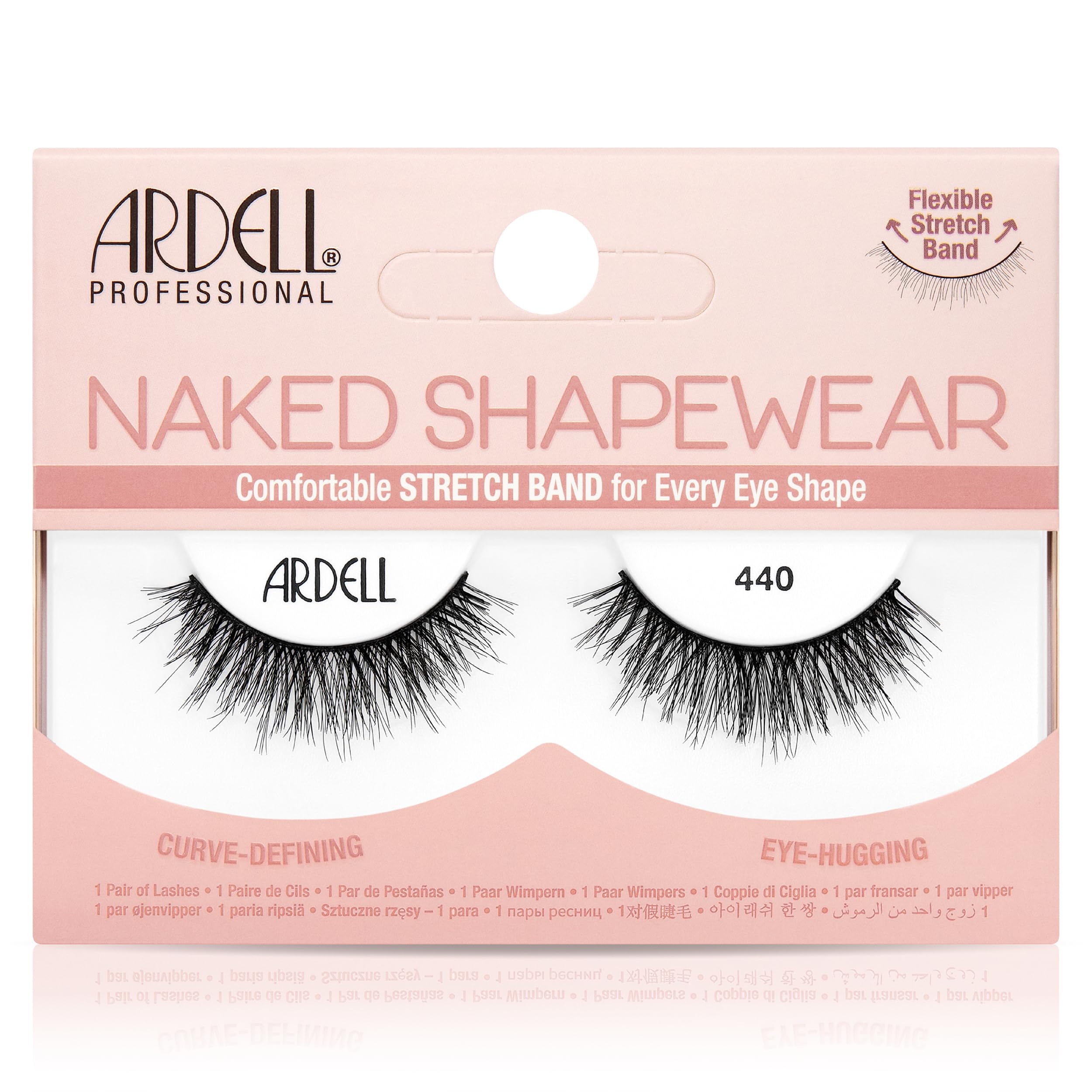 Ardell Naked Shapewear False Eyelashes 440 – Curve-Defining, Eye-Hugging Strip Lashes Natural Lashes with Flexible Stretch Lash Band for All Eye Shapes, 4 Pack