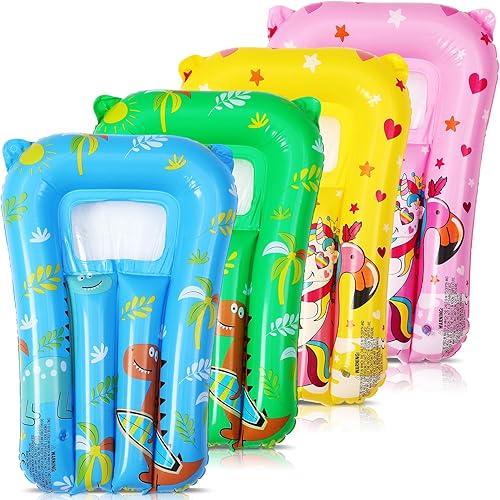 Soulchen 8 Pcs Inflatable Bodyboards for Water Slides, Pool Slide Inflatable Surfboard 25 x 16 Inch Window Pool Float Surfboard for Kids Body Boards Swimming Beach Water Slide Accessories