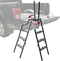 Vista 2 de Escalera plegable de 45 pulgadas para puerta trasera de camioneta con asa de agarre, giratoria de 360°, resistente, universal, plegable