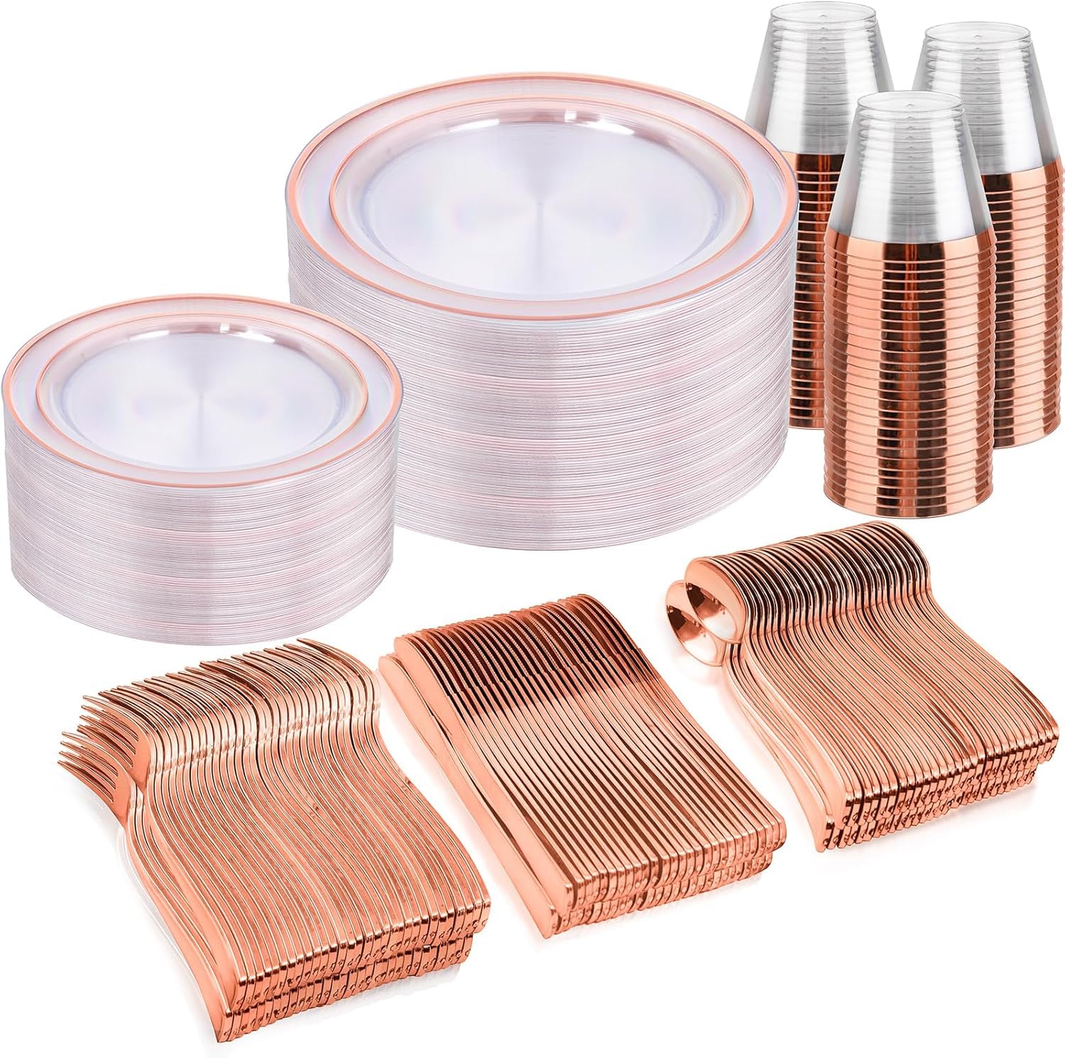 bUCLA 150 Piece Silver Disposable Dinnerware Set -18