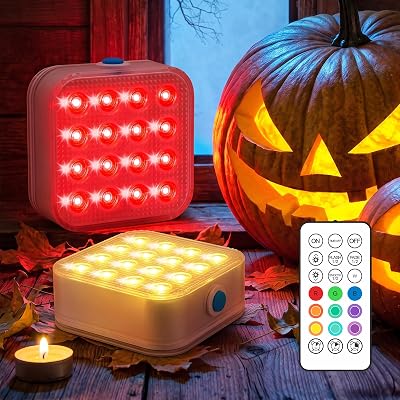 Rechargeable Pumpkin Lights, 16-Color Jack O Lantern Lights, 2 Pack