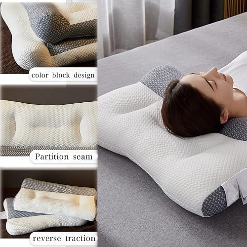 Miniatura 3 de 2023 - Almohada súper ergonómica, ajustable, ergonómica, para todas las posiciones de sueño (blanco cilíndrico, mediano (15.75 x 23.62 pulgadas)