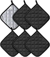 Vista 19 de Joyhalo Paquete de 4 agarraderas para ollas de cocina, agarraderas de horno de algodón con gran resistencia al calor, almohadillas térmicas