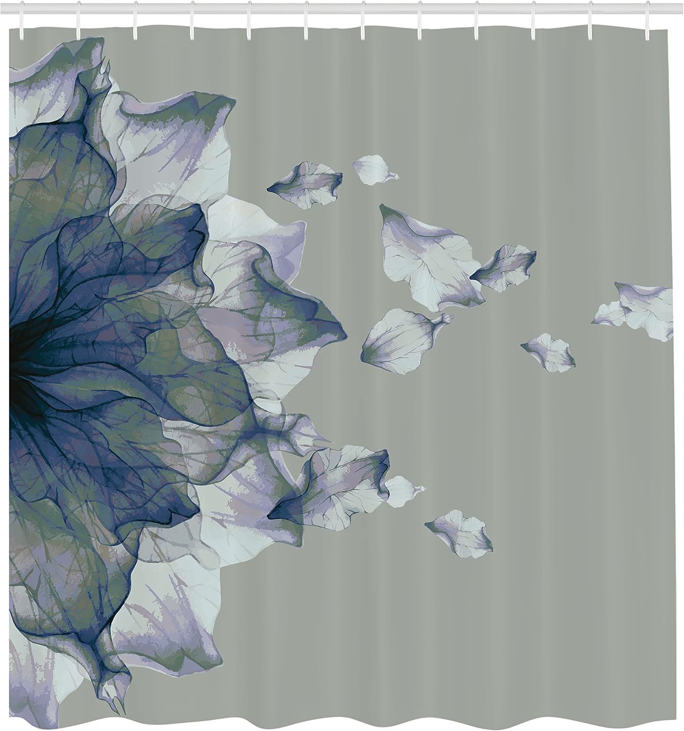 Ambesonne Flower Shower Curtain, Abstract Themed Modern Futuristic Image with Water Like Colored Artwork Print, Cloth Fabric Bathroom Decor Set with Hooks, 69" W x 75" L, Petrol Green