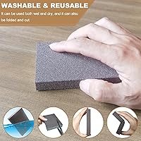 Vista 3 de Paquete de 6 esponjas de lijado medianas de grano 80, lavables y reutilizables, ideales para ollas, cepillo de esponja, vasos, lijado de madera