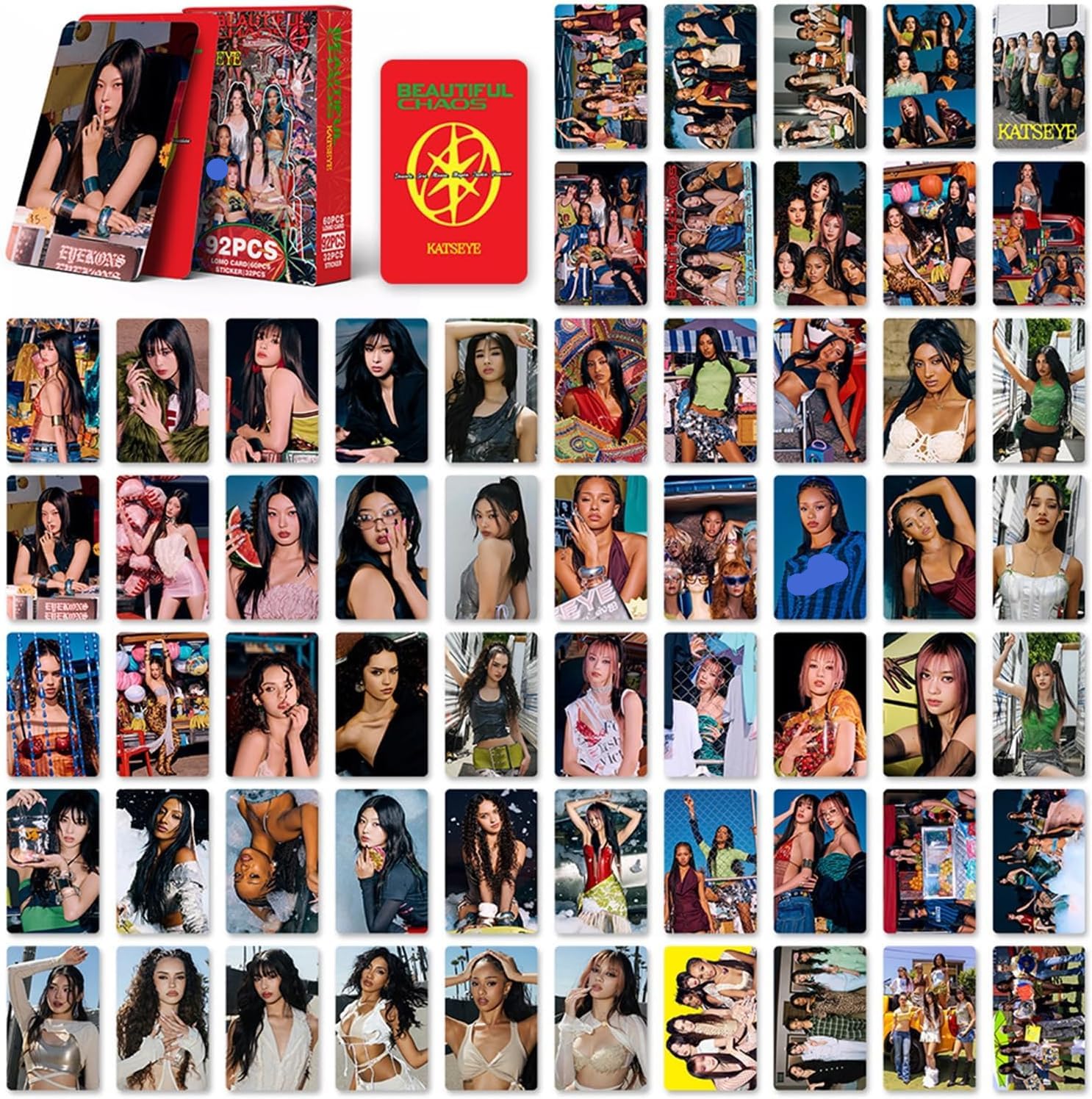 Xyyyhtl Multicolor Katseye Photocards Beautifulchaos Album 60Pc Lomo Cards+32Pc Katseye Stickers Set For Fans