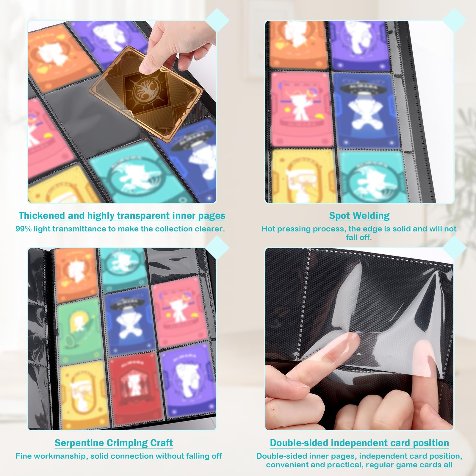 Album Portacarte Da Collezione PESLNG - 30 Pagine, 540 Tasche Trasparenti, Impermeabile, Per Carte Da Gioco E Scambio, Per Bambini E Adulti