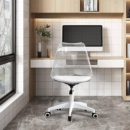 Miniatura 6 de BAOPIN Silla de escritorio de oficina en casa, moderna silla de computadora con altura ajustable, silla transparente de acrílico sin brazos con
