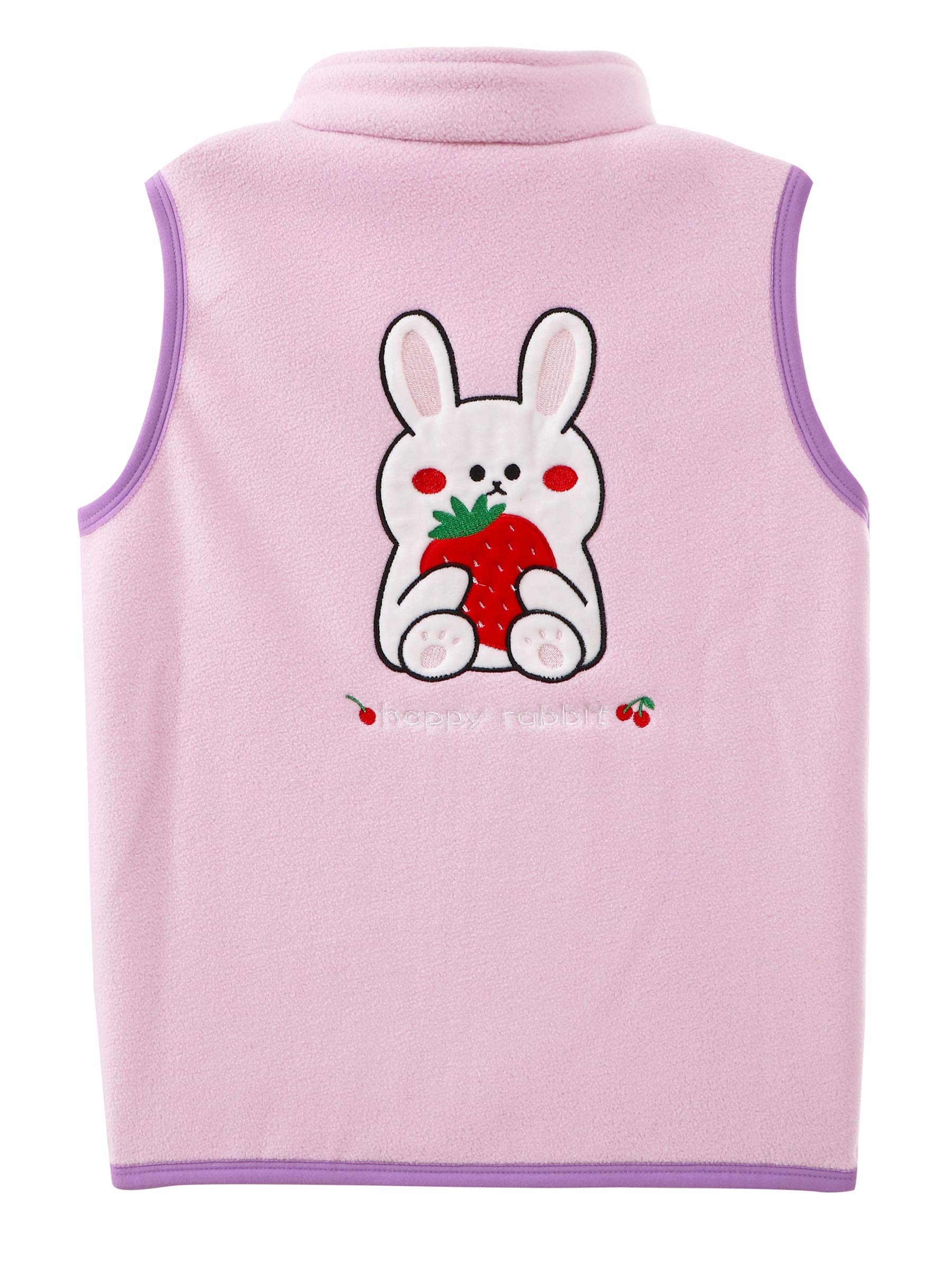 Gilet en Polaire pour Bébé et Tout-petit Enfant Filles Col Montant Fermeture Éclair Manteaux sans Manches Dessin Animé Lapin Motif