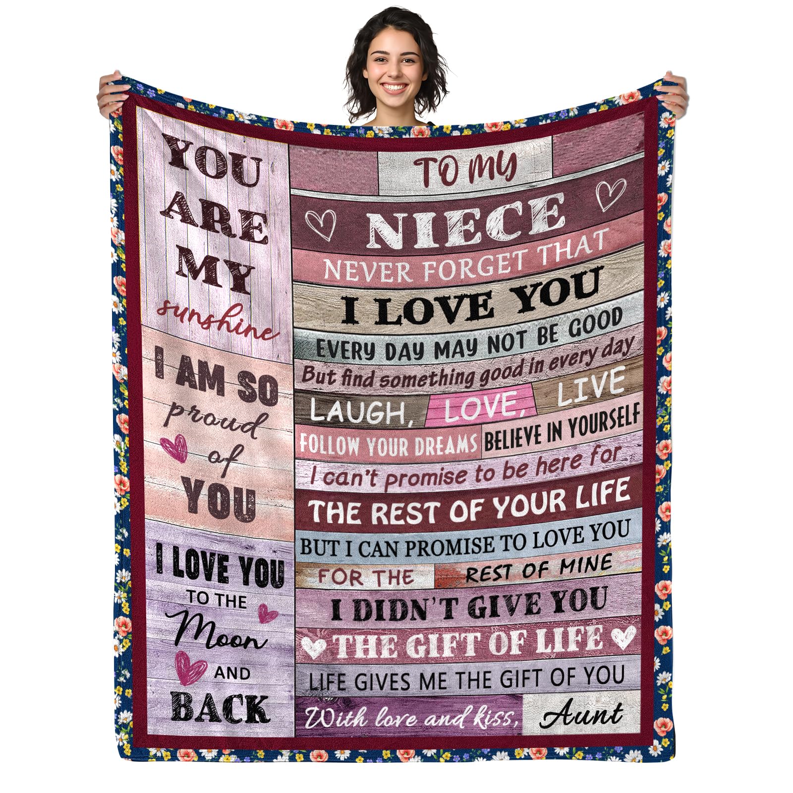 AJIIUSV Niece Blanket from Aunt - Birthday, Christmas, Graduation Gift for Adult Niece - Throw Blanket 50"x60"