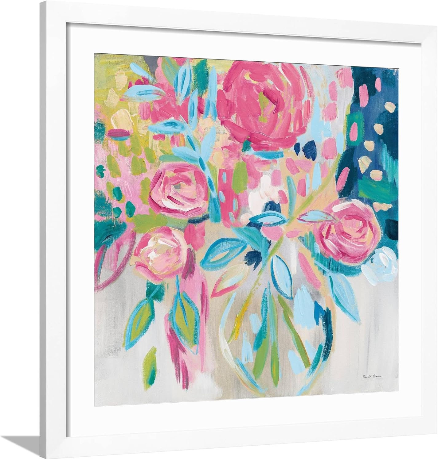 ART.COM Canvas Wall Art Prints Summer Pink Floral by Farida Zaman, Botanical Decor, 30" x 30"