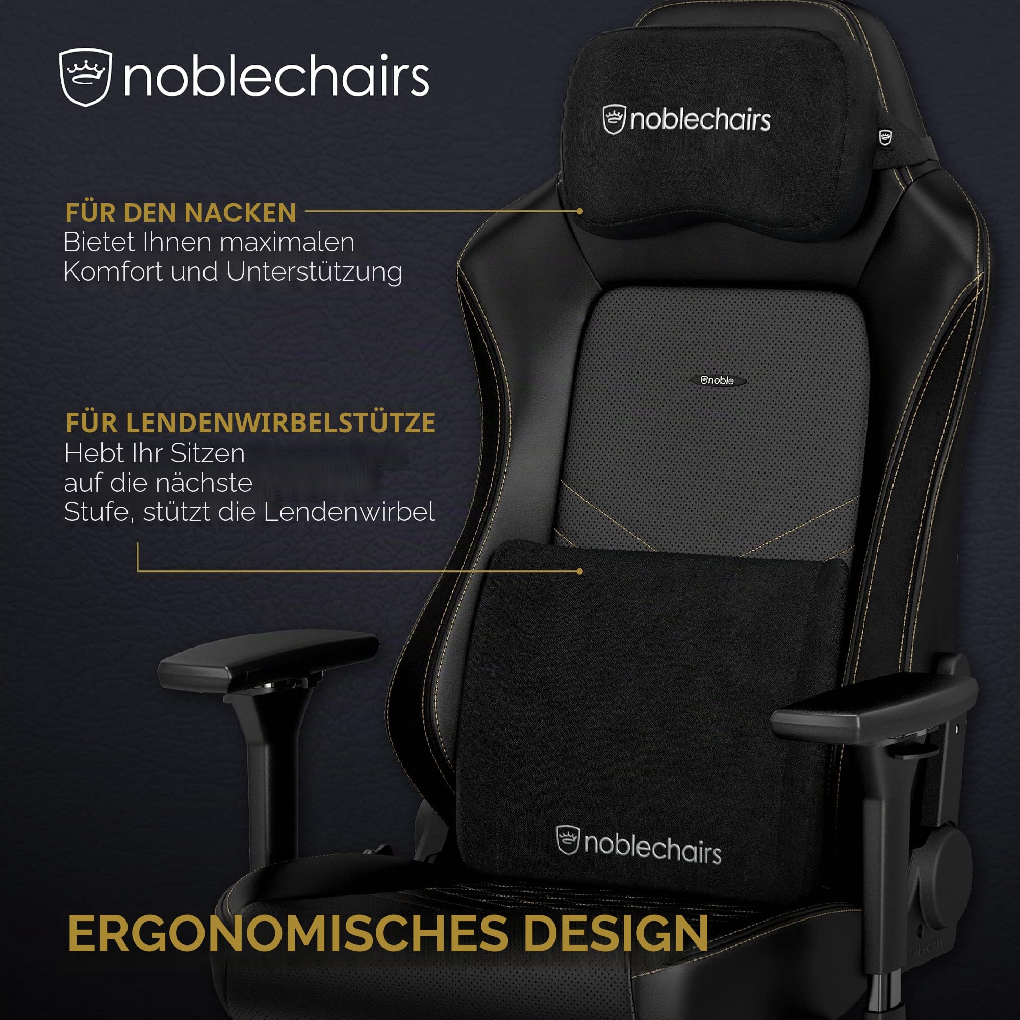 noblechairs Kissen-Set für Epic/ICON/Hero Gaming Stuhl Kissen - Schwarz/Weiß
