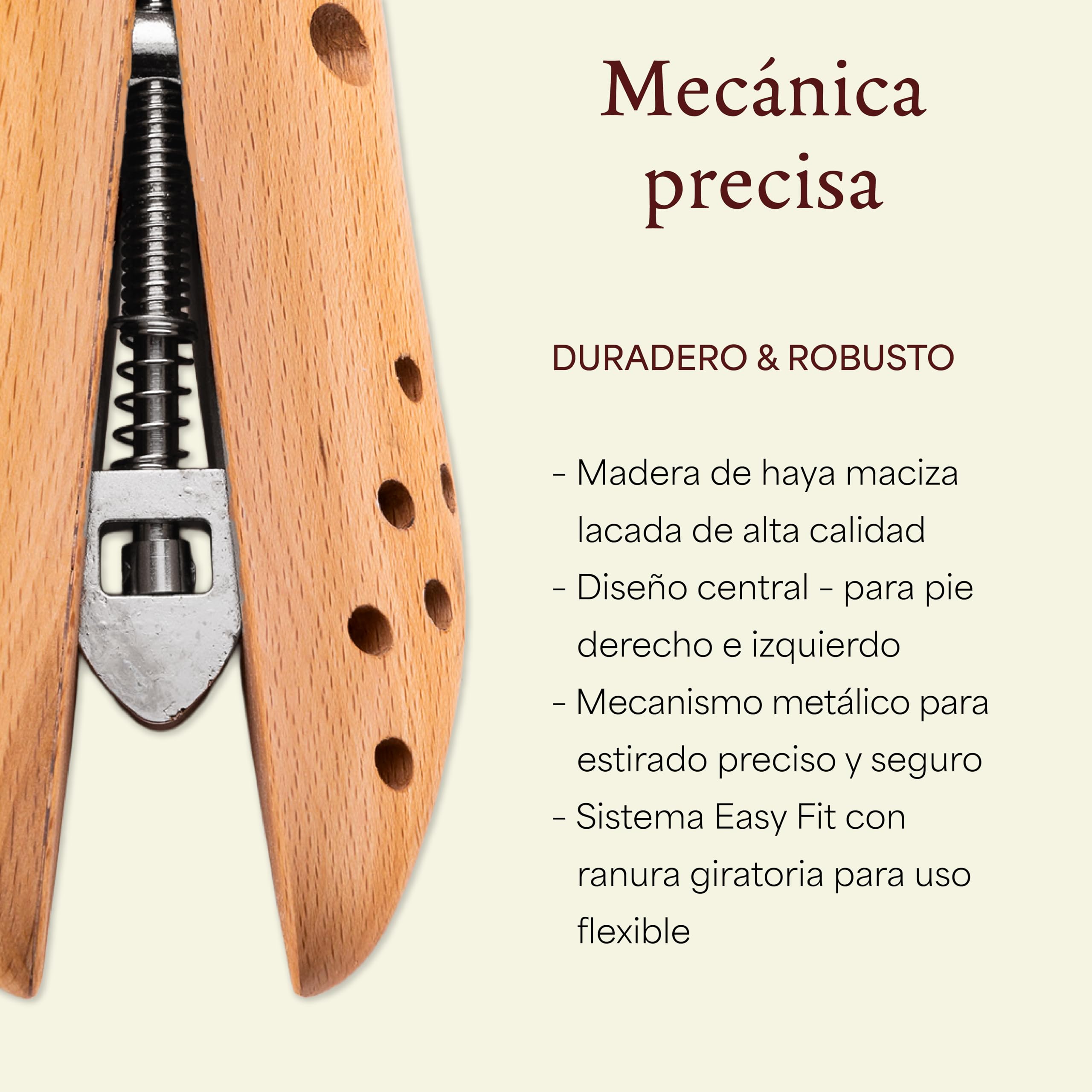 Langer & Messmer alargador de zapatos para hombre contra pellizcos en zapatos o botas - de madera maciza de haya y mecanismo metálico - se estira a lo ancho y a lo largo incl. spray alargador de cuero