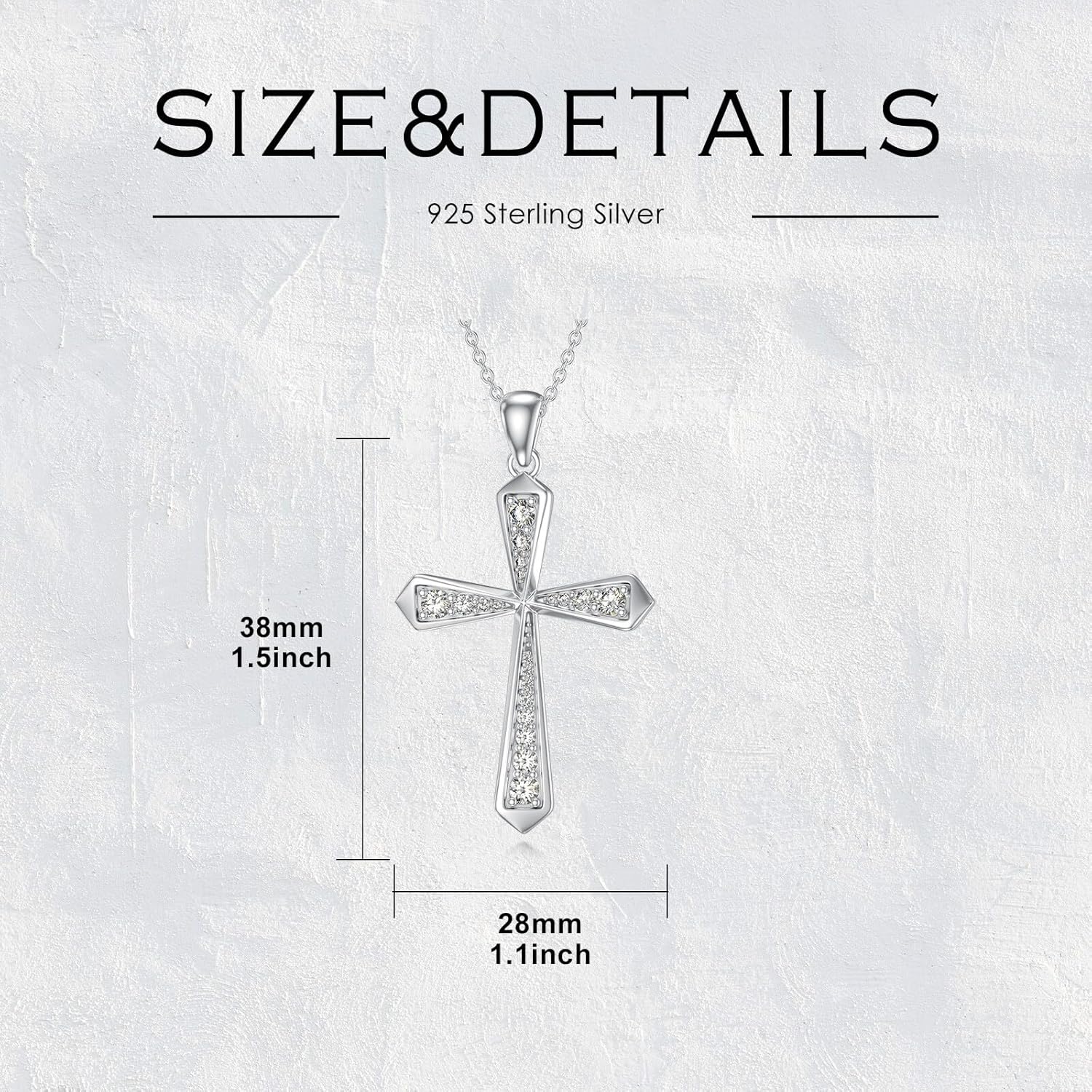 925 Sterling Silver Cross Necklace for Women Cubic Zirconia Cross Pendant Ladies Religious Jewelry Gift - Image 6