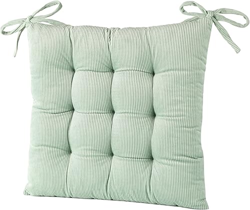 Miniatura 2 de HLOVME Cojín de pana para silla con lazos, ultra suave y cálido, para niños, rincón de lectura, cómodo cojín cuadrado para asiento para adultos,