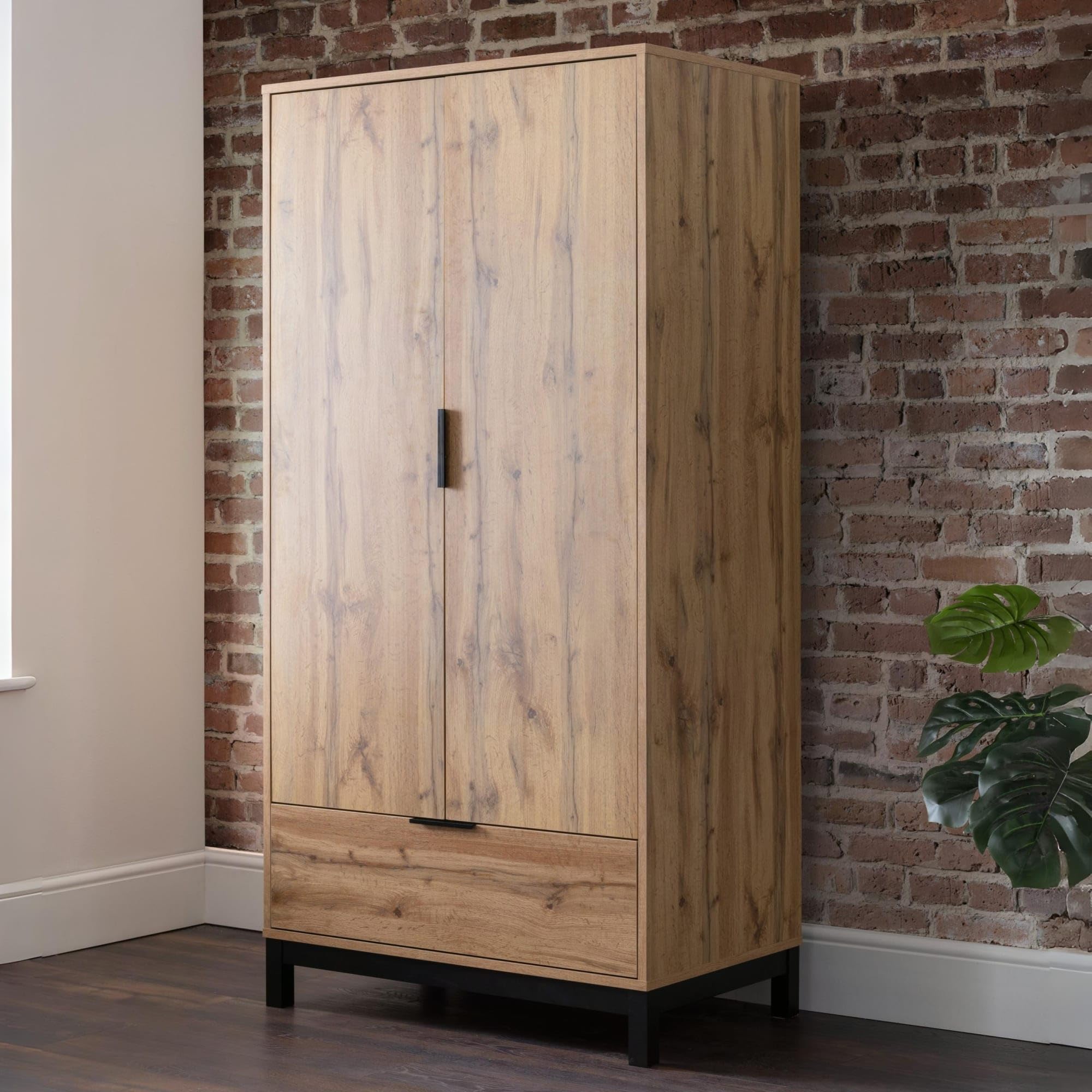 Julian Bowen Light Bali 2 Door 1 Drawer Wardrobe - Oak