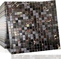 Vista 14 de XUANINY Azulejos de protección contra salpicaduras para cocina, baño, chimenea, mosaico de aluminio metálico autoadhesivo (12 x 12 pulgadas)