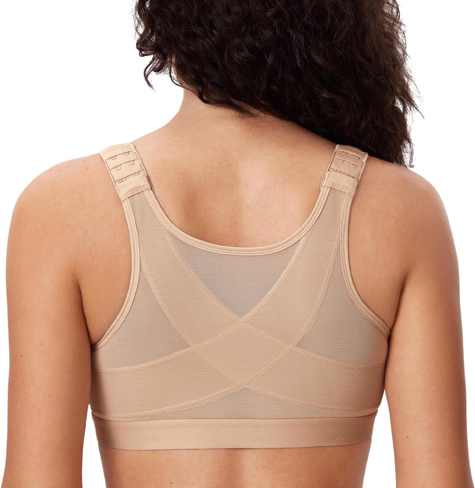 DELIMIRAWomen's Full Coverage Front Closure Wire Free Back Support Posture Bra