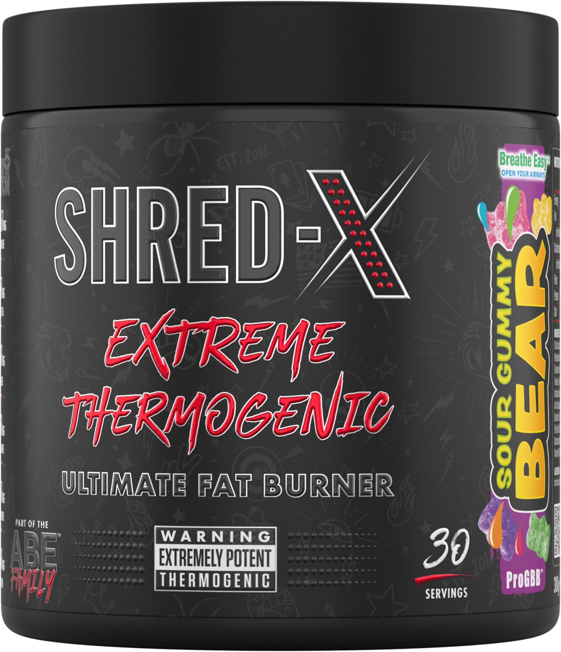 Applied Nutrition Shred X Thermo Powder, Weight Loss, Fat Burner with Green Tea, L Carnitine, Theanine, Tyrosine, Thermogenic Energy Detonator Supplement, Sour Gummy Bear, 300 g