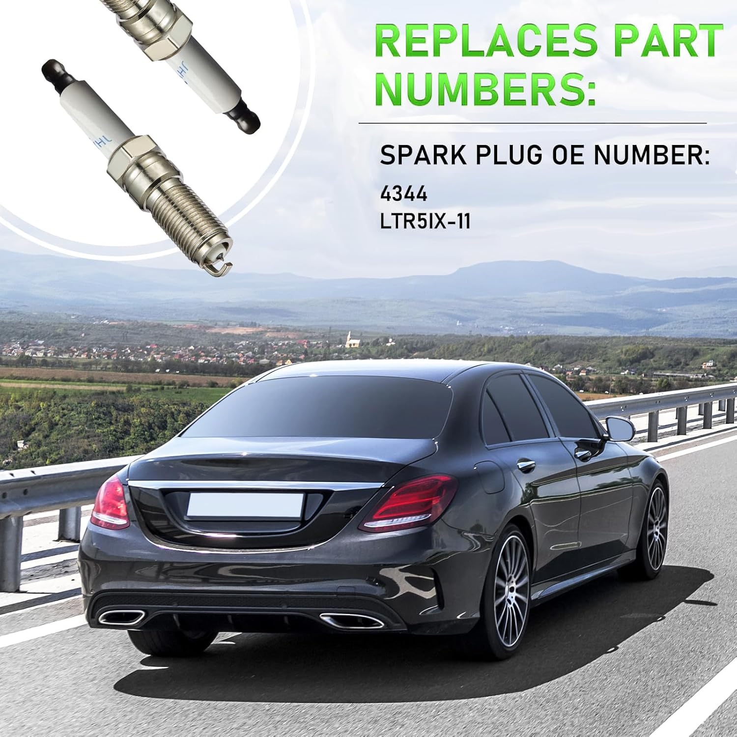 Unifizz 4344 Iridium Spark Plugs 4 Pack For Buick Cadillac Chevy For-d GMC Lincoln Mazda Mercury Pontiac Saturn 2.0L 2.2L 2.3L 2.4L 2.5L 2.9L L4 Engine Replacement for LTR5IX-11 Spark Plug