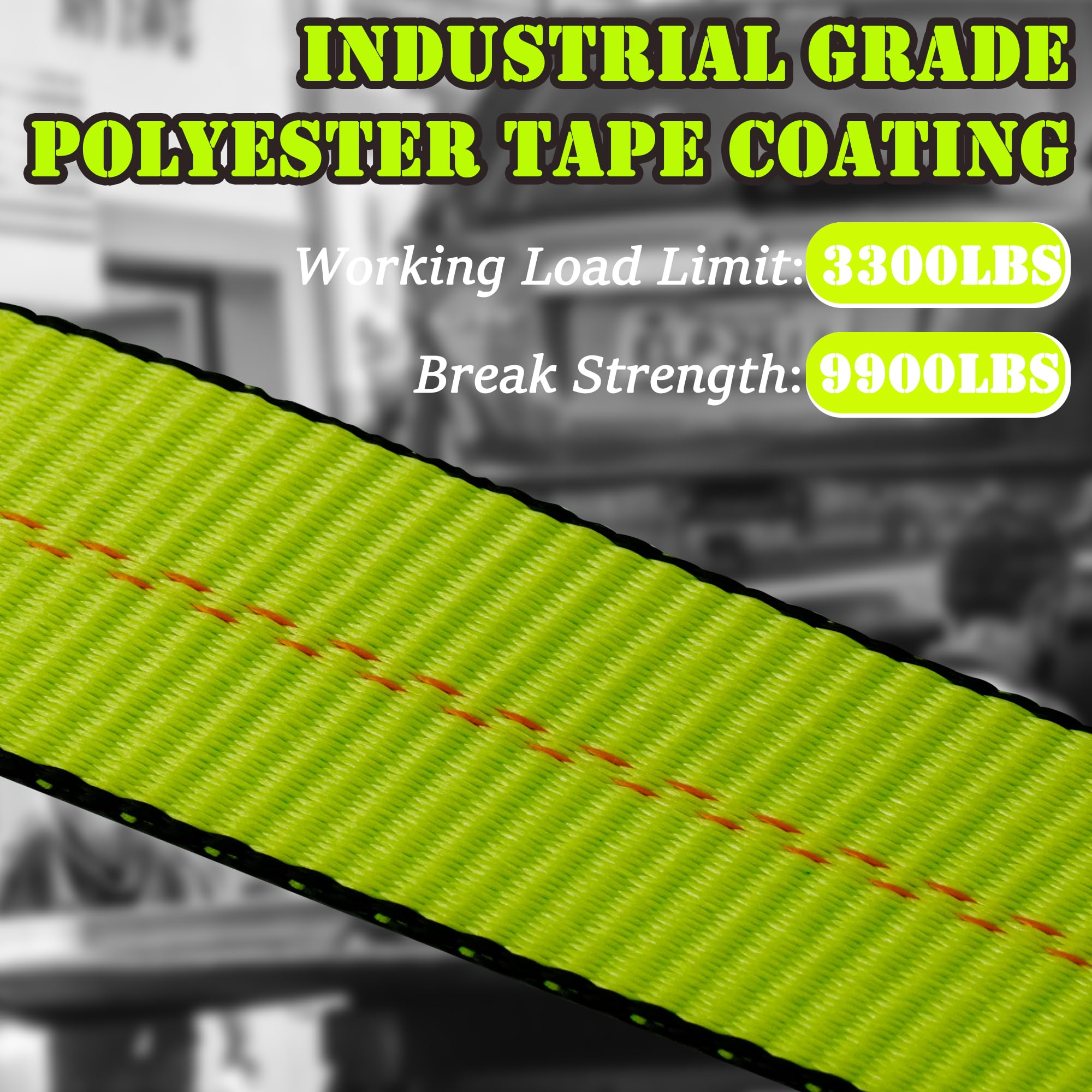 4-pak do mocowania samochodowego z karabińczykami – 5 cm x 290 cm – bezpieczne obciążenie robocze 1,5 kg – samochód ciężarowy, wyścig, ciężarówka, ATV, UTV SUV, poliester, odporny na
