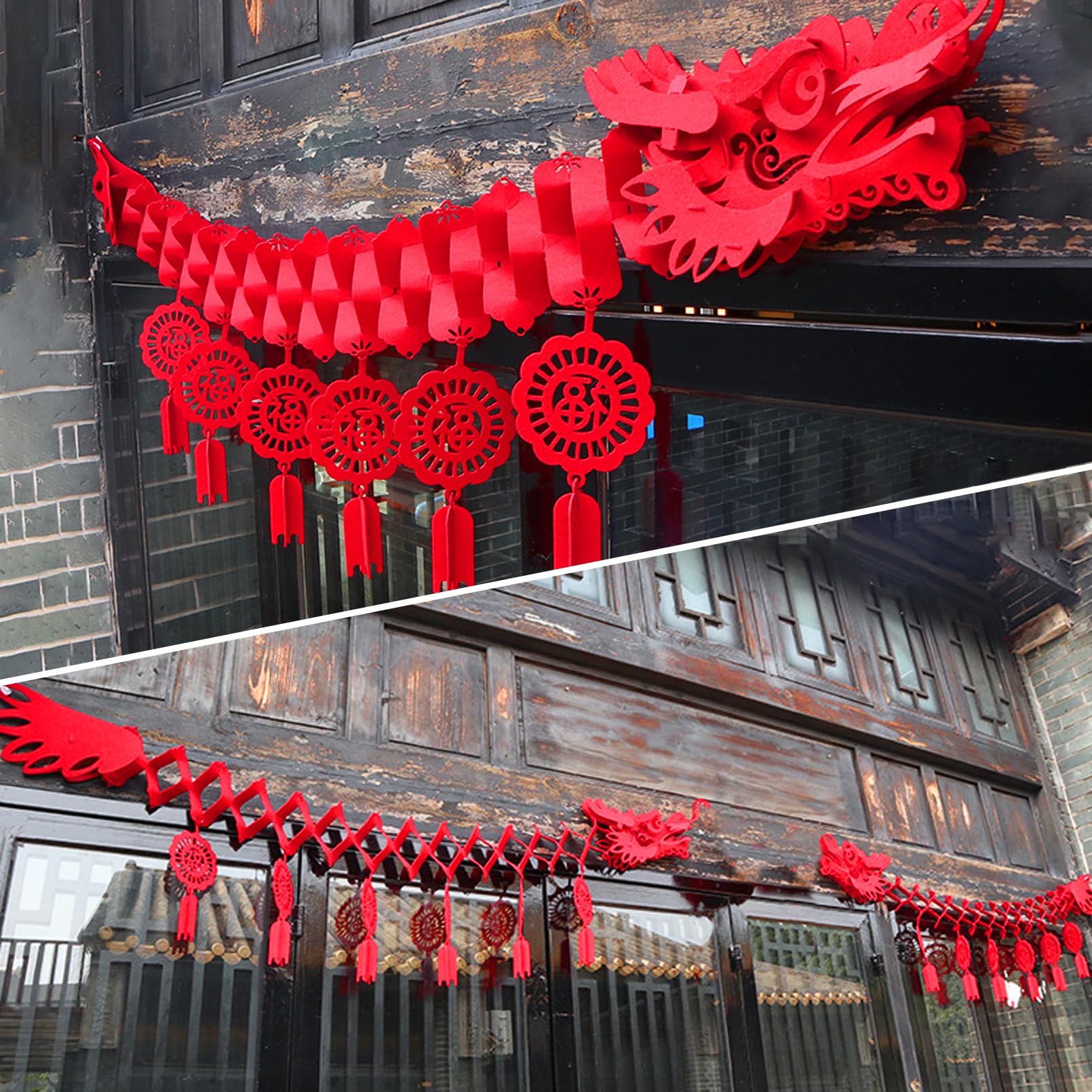 IRmm Chinese New Year Dragon, 2PCS 3D Chinese New Year Dragon Ceiling Decorations and 2PCS Chinese Lanterns - Image 4