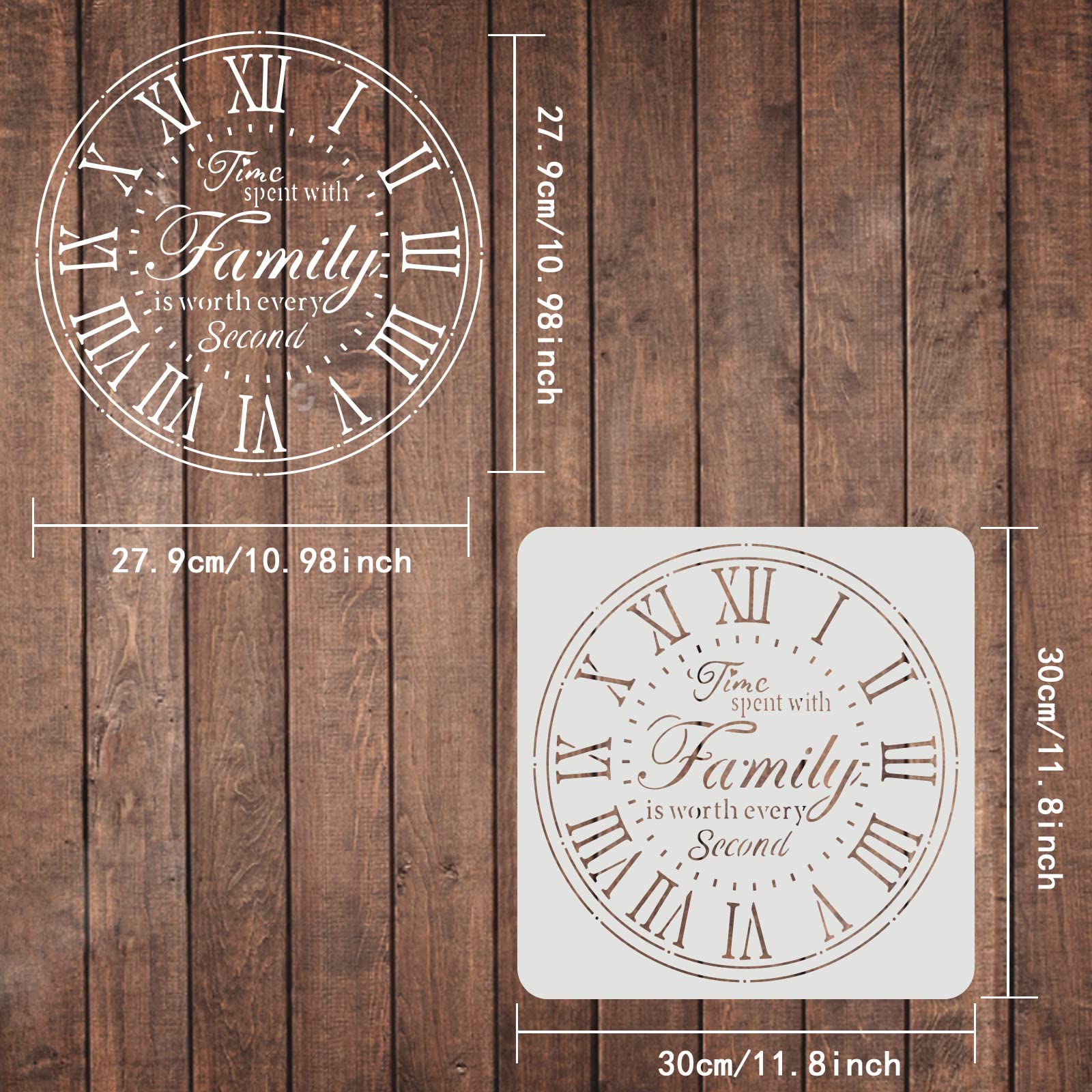 Stencil Fai Da Te Per Orologio Da Parete 30x30 Cm | Frase Sulla Famiglia | Riutilizzabile In PET