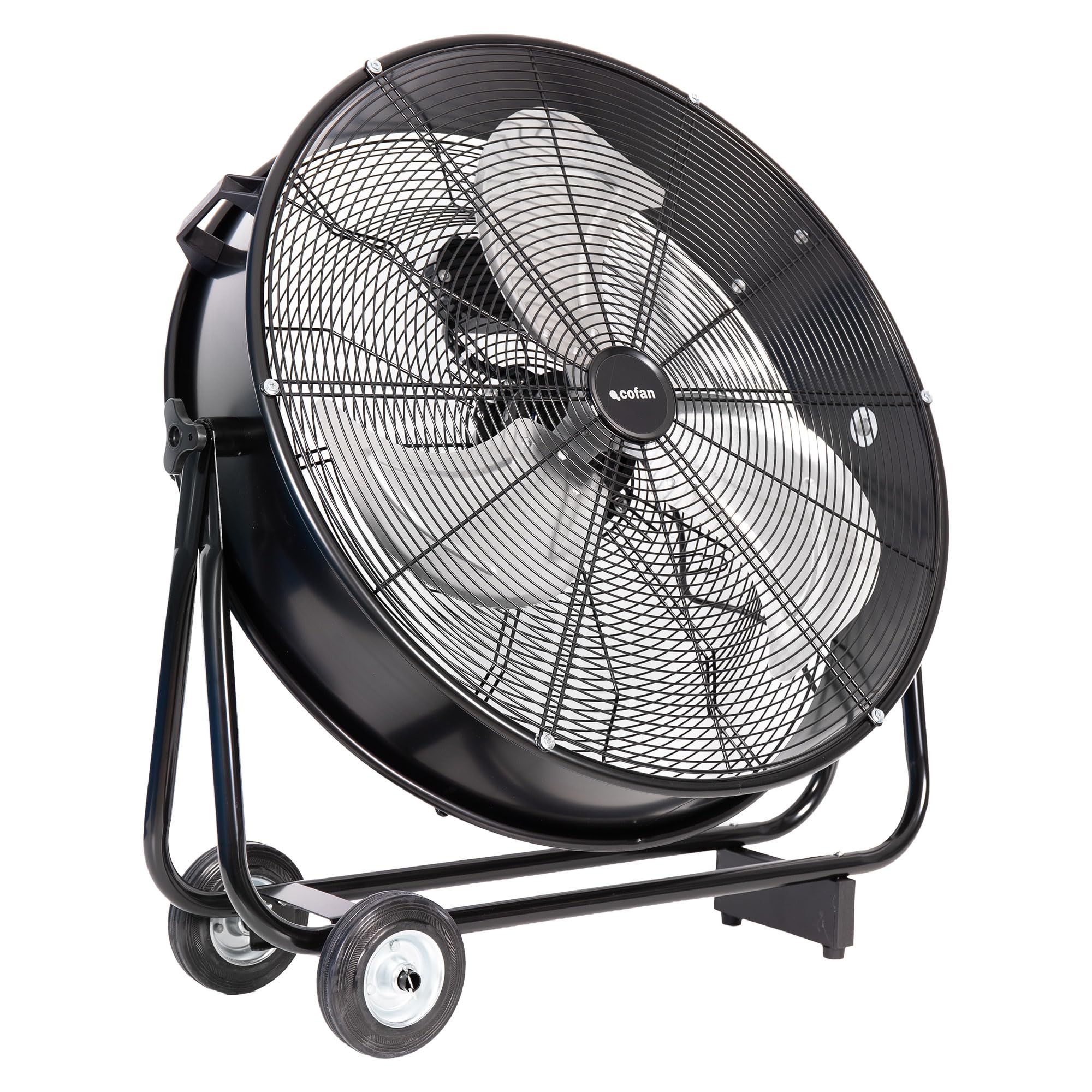 Cofan Ventilador Industrial de Suelo 200 W, 75 cm, 3 Velocidades, 3 Aspas de Aluminio de Alta Resistencia, con Ruedas, sin Asas, Motor Potente, Color Negro