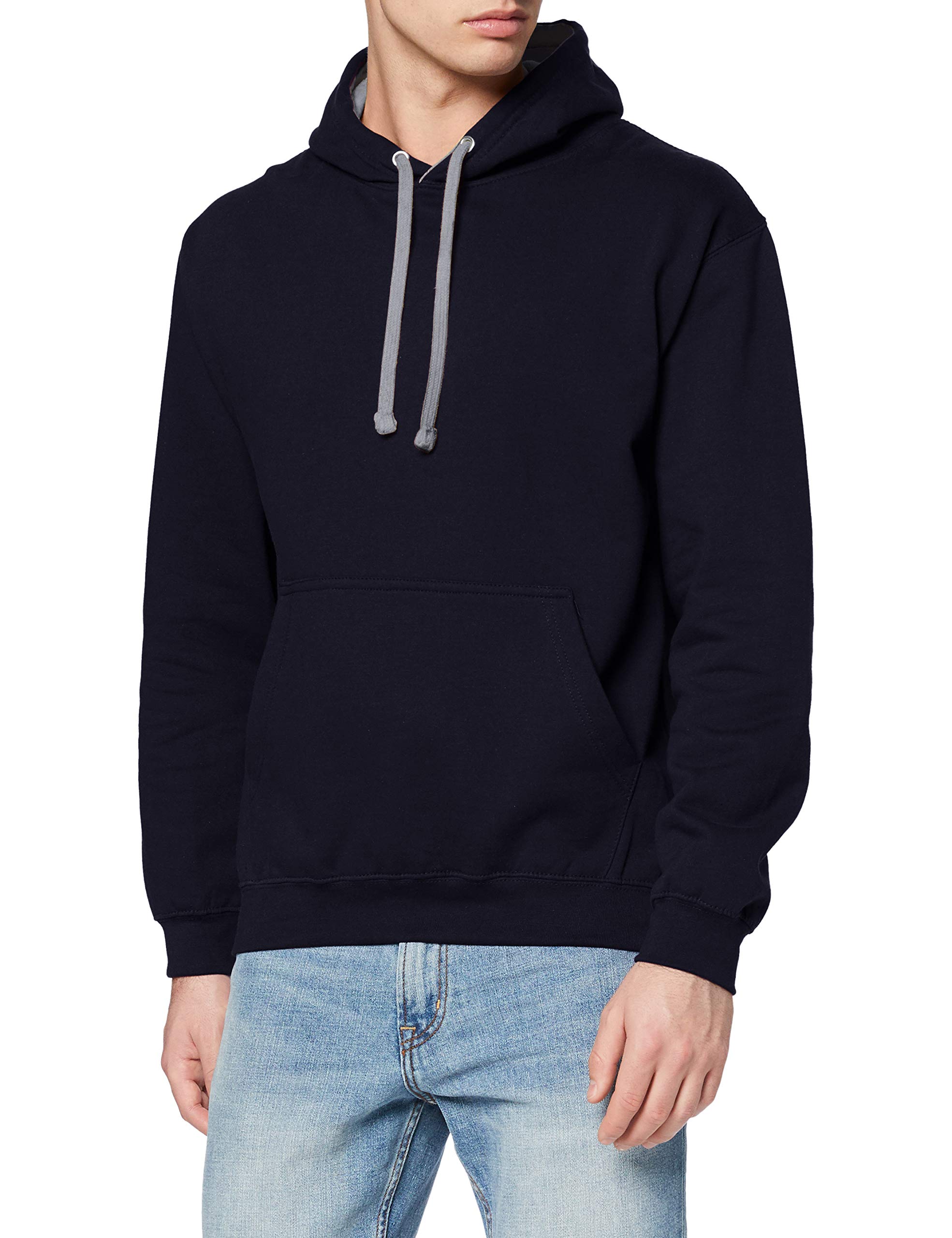 AWDis Men's Varsity Hoodie, Multicoloured (New French Navy/Heather Grey), XX-Large