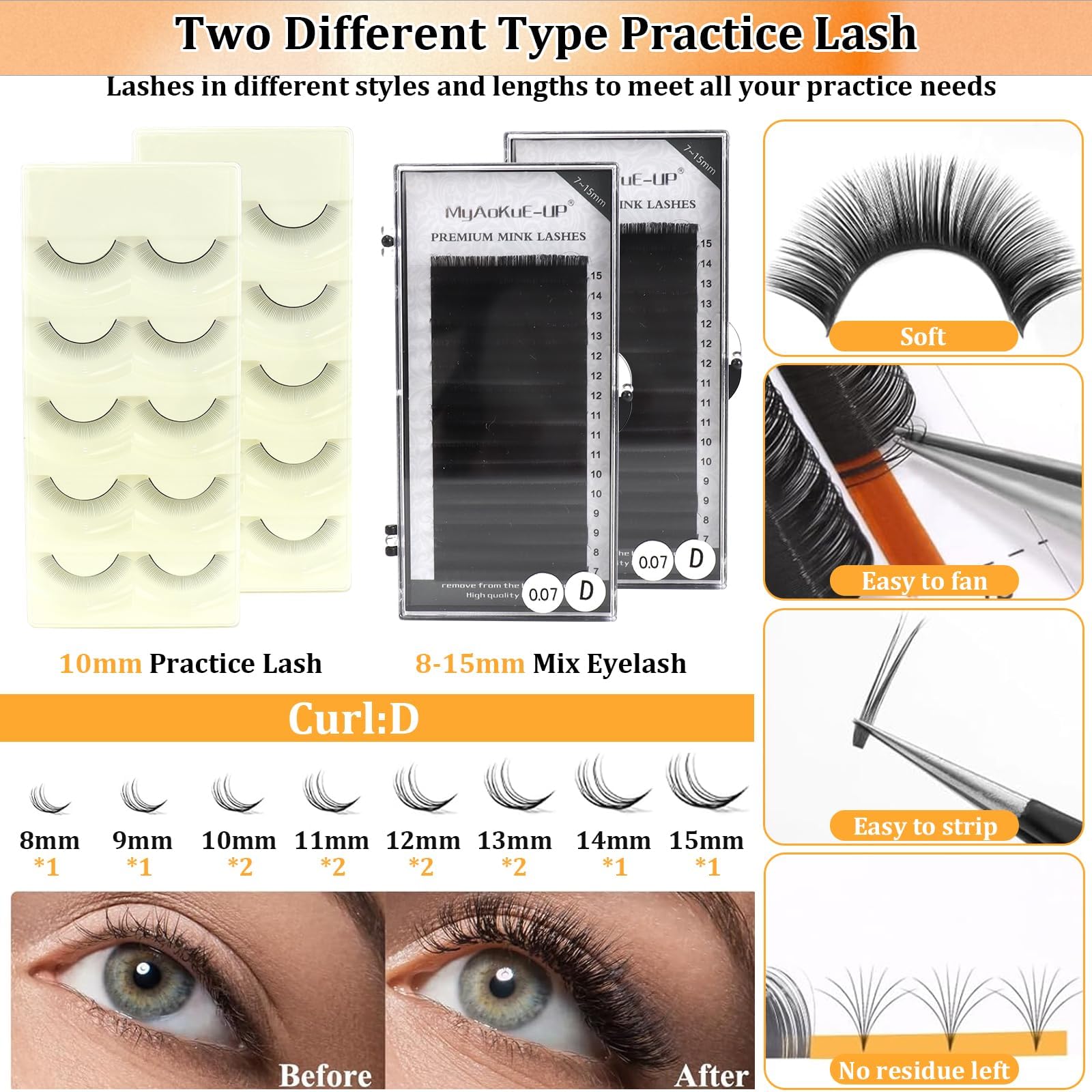 Kit professionale per l'allungamento delle ciglia con testa di manichino e strumenti, kit per principianti e studenti per principianti e studenti